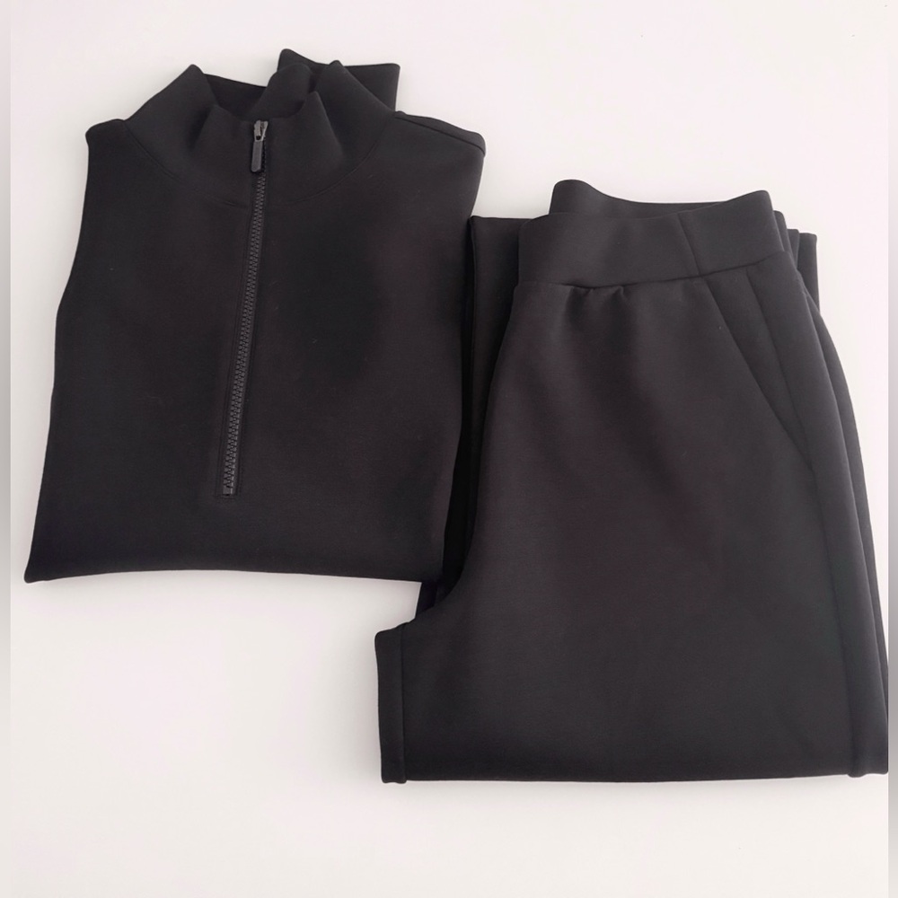 Zella Black Half-Zip Pullover+matching pants set. Top size S, pants size M.